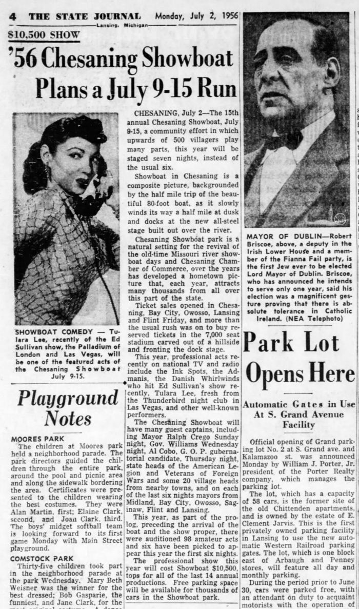 Chesaning Showboat - July 1956 Article (newer photo)
